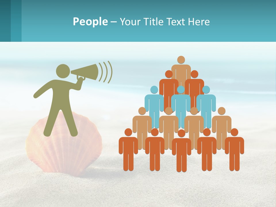 A Seashell On A Sandy Beach With The Ocean In The Background PowerPoint Template