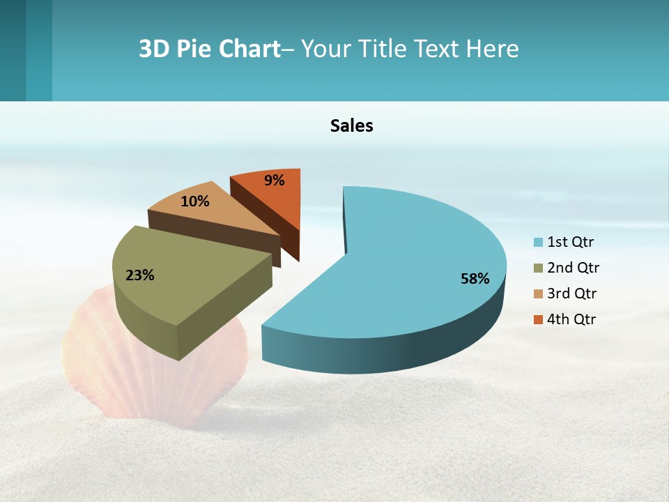 A Seashell On A Sandy Beach With The Ocean In The Background PowerPoint Template