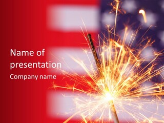 A Sparkler With The American Flag In The Background PowerPoint Template