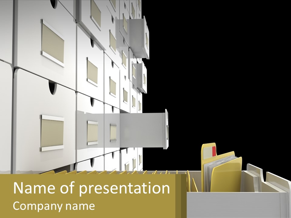 A File Cabinet With Files And Folders In It PowerPoint Template