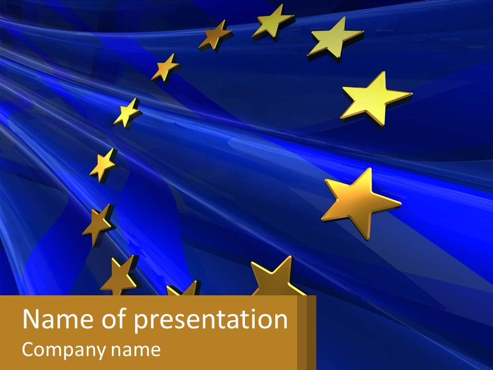 A Blue Background With Gold Stars On It PowerPoint Template