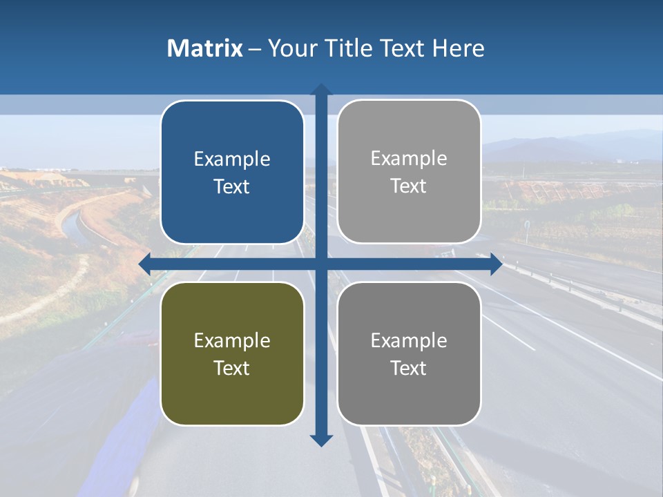 A Truck Driving Down A Highway Next To A Bridge PowerPoint Template
