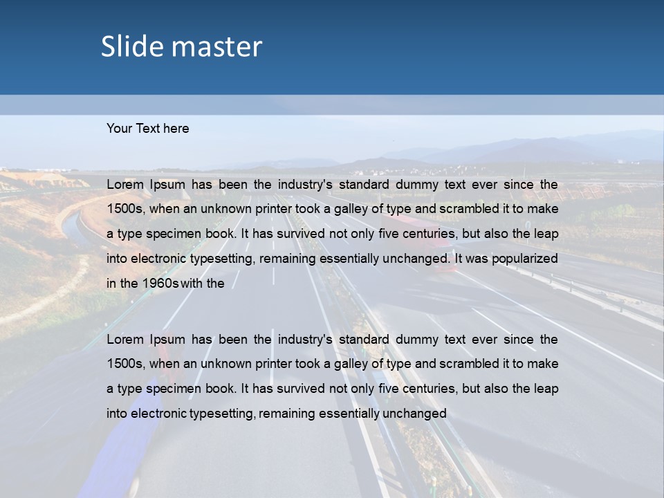 A Truck Driving Down A Highway Next To A Bridge PowerPoint Template