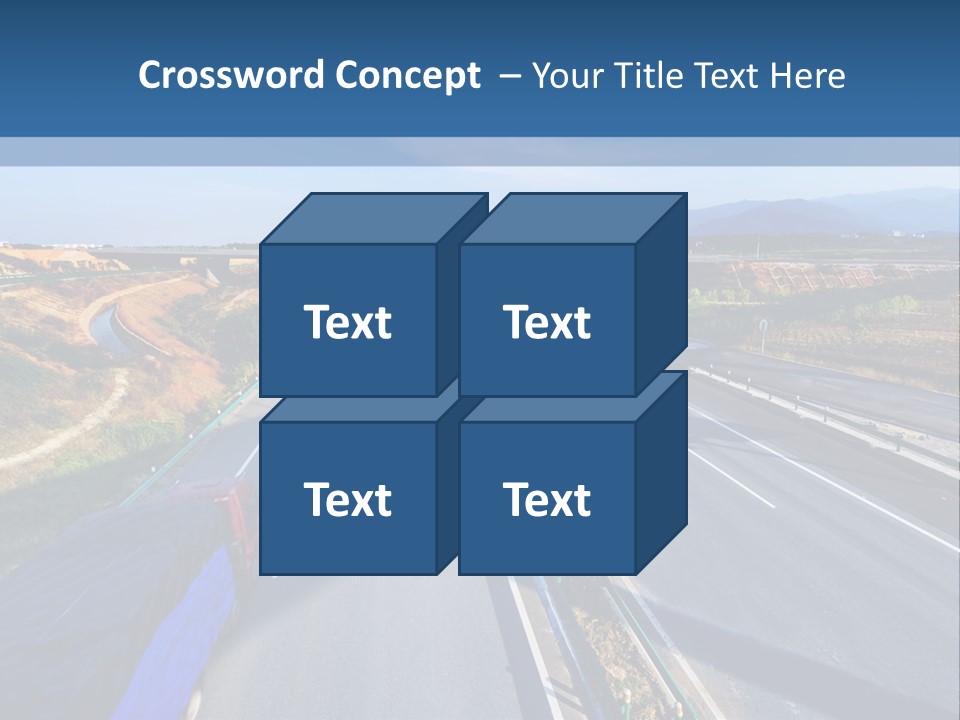 A Truck Driving Down A Highway Next To A Bridge PowerPoint Template
