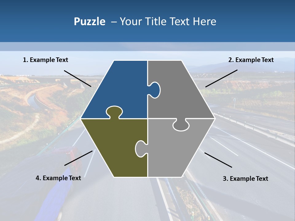 A Truck Driving Down A Highway Next To A Bridge PowerPoint Template