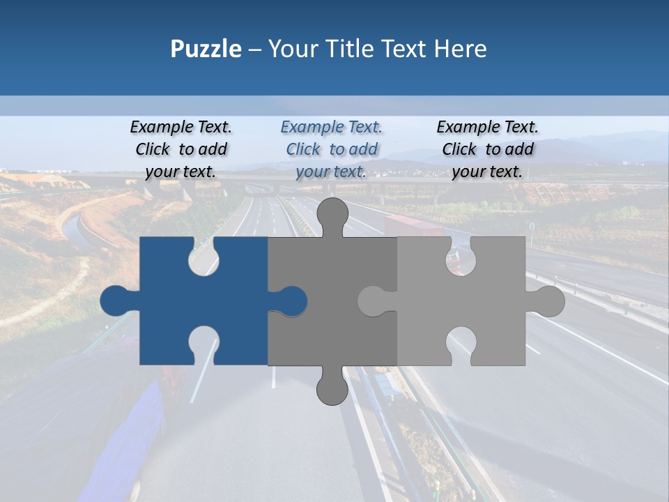 A Truck Driving Down A Highway Next To A Bridge PowerPoint Template