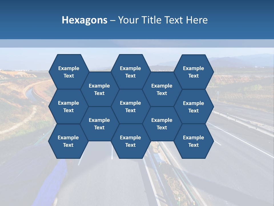 A Truck Driving Down A Highway Next To A Bridge PowerPoint Template