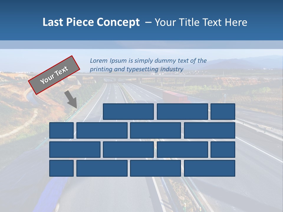 A Truck Driving Down A Highway Next To A Bridge PowerPoint Template