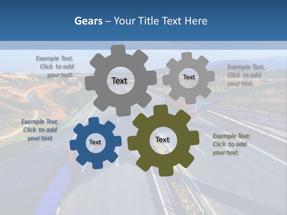 A Truck Driving Down A Highway Next To A Bridge PowerPoint Template