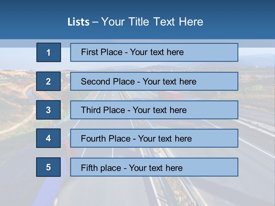 A Truck Driving Down A Highway Next To A Bridge PowerPoint Template