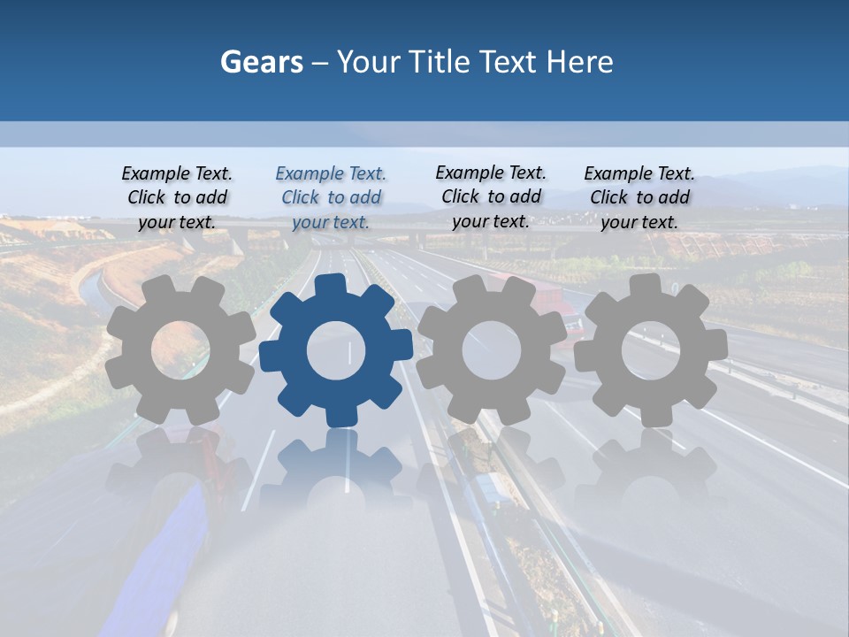 A Truck Driving Down A Highway Next To A Bridge PowerPoint Template