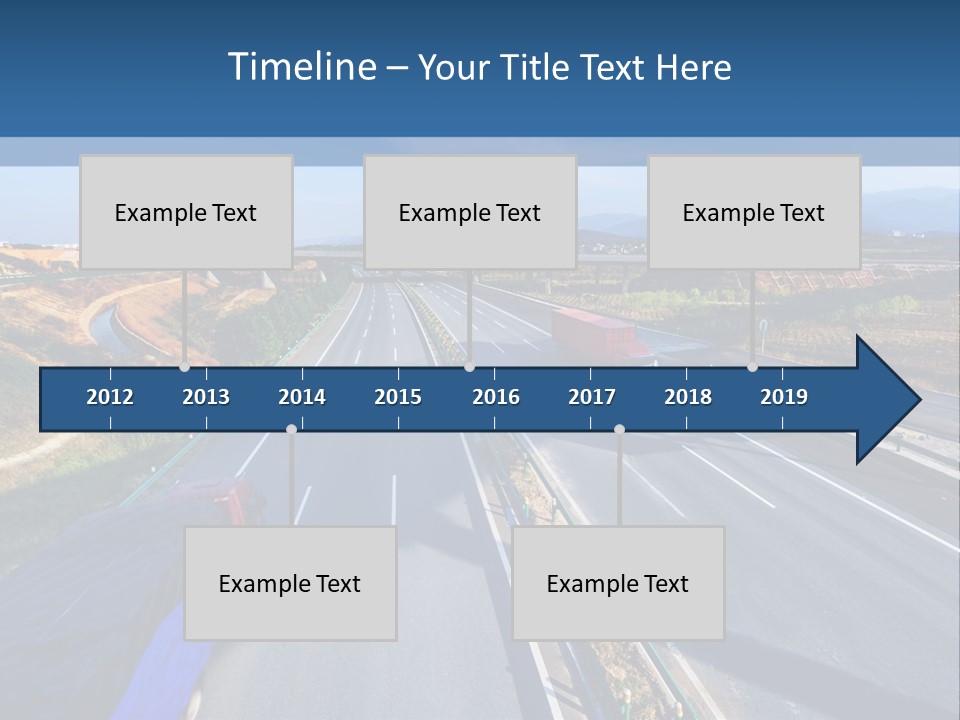 A Truck Driving Down A Highway Next To A Bridge PowerPoint Template