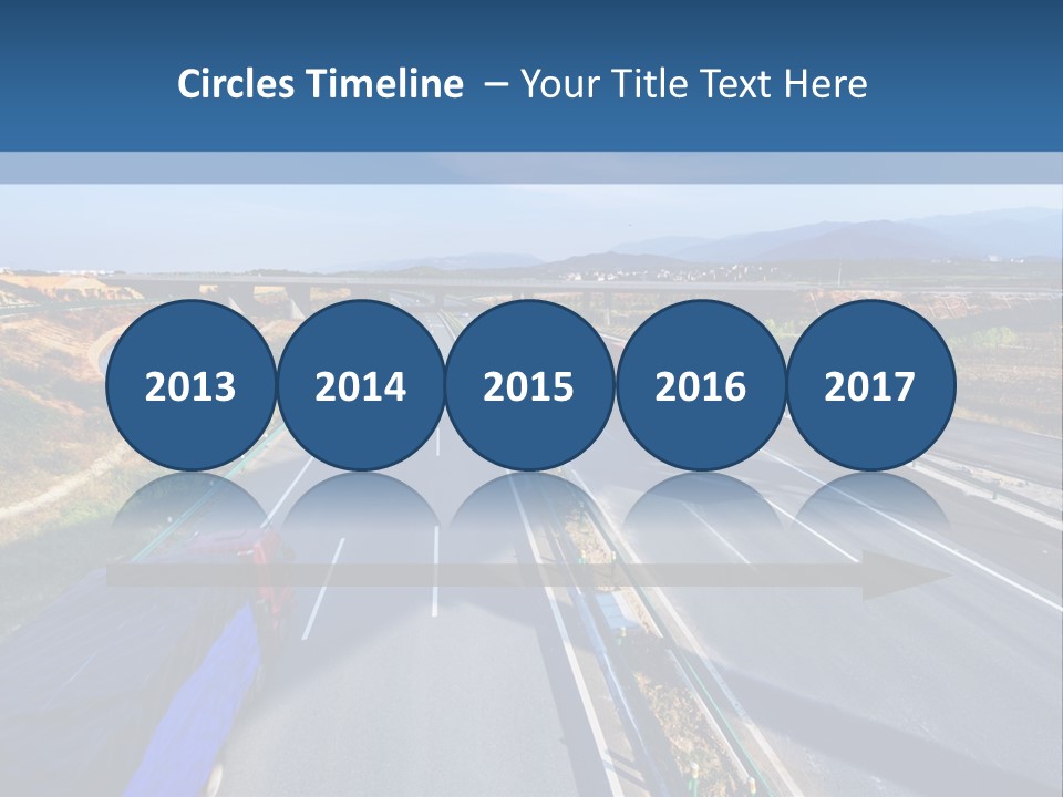 A Truck Driving Down A Highway Next To A Bridge PowerPoint Template