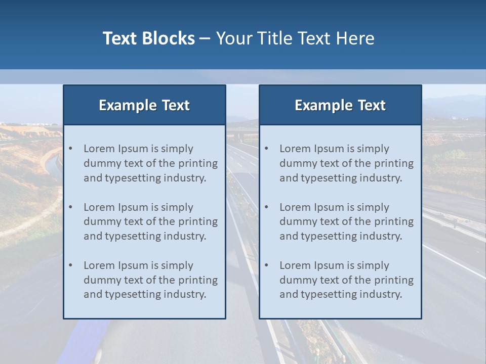 A Truck Driving Down A Highway Next To A Bridge PowerPoint Template
