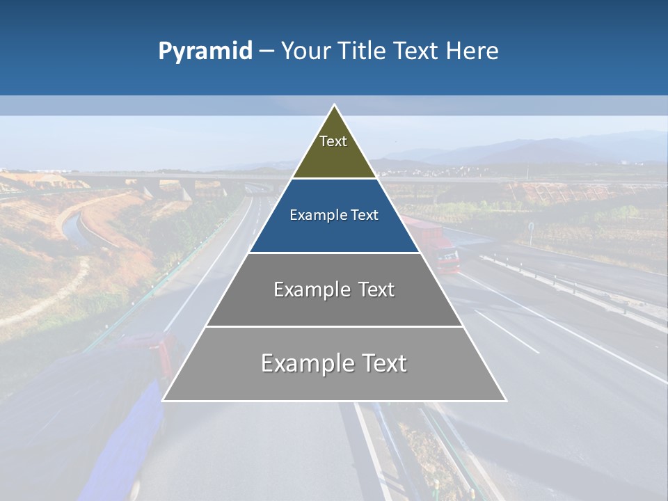 A Truck Driving Down A Highway Next To A Bridge PowerPoint Template