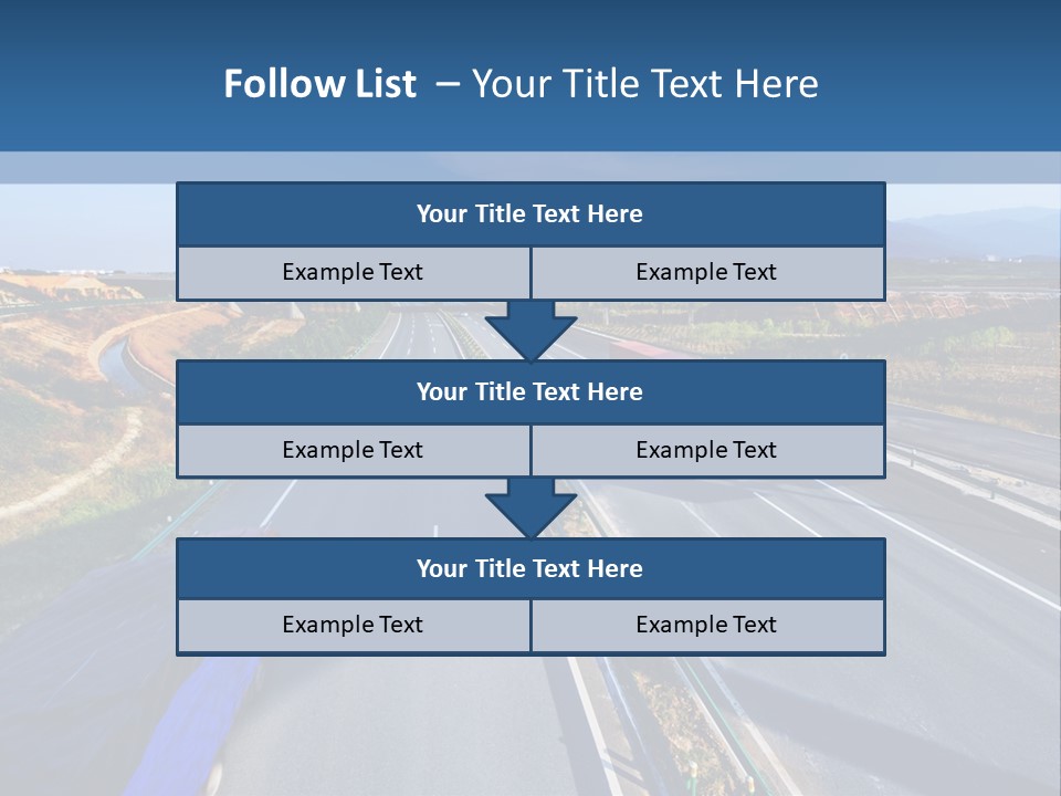 A Truck Driving Down A Highway Next To A Bridge PowerPoint Template