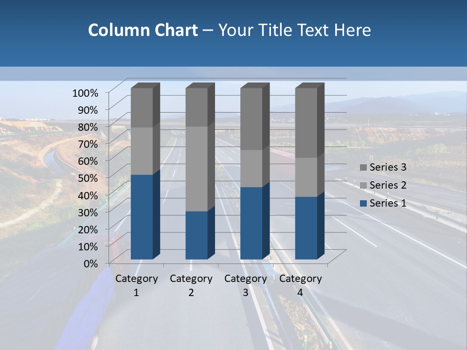 A Truck Driving Down A Highway Next To A Bridge PowerPoint Template