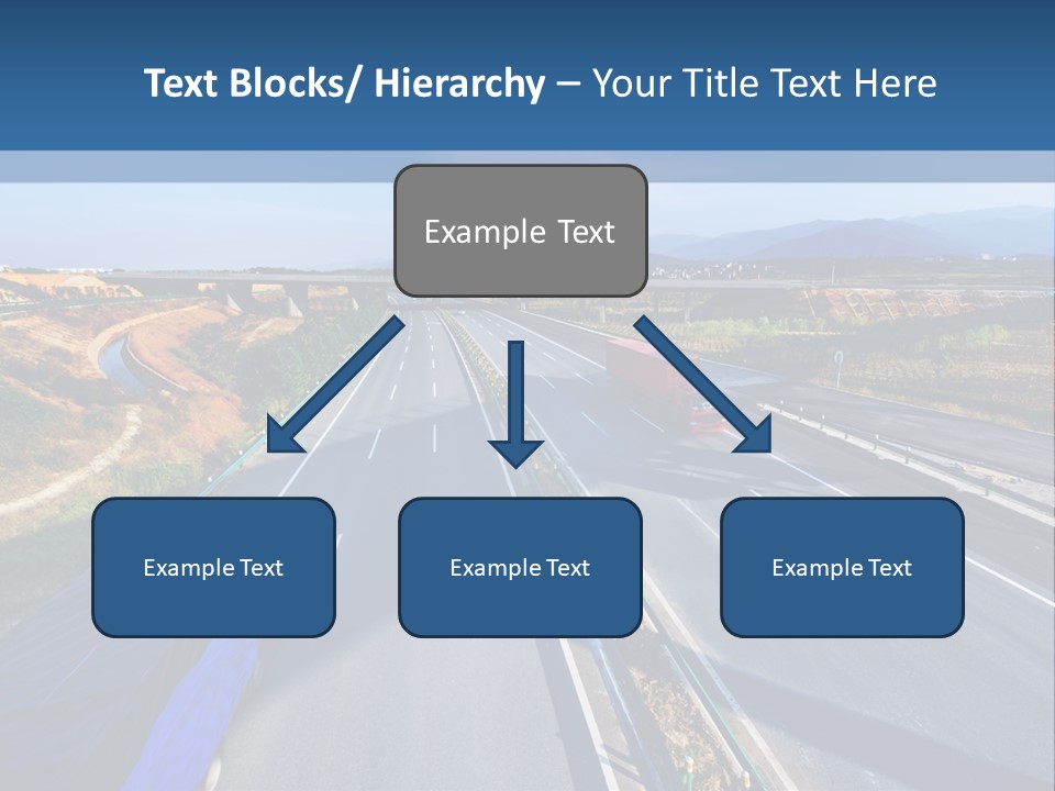 A Truck Driving Down A Highway Next To A Bridge PowerPoint Template
