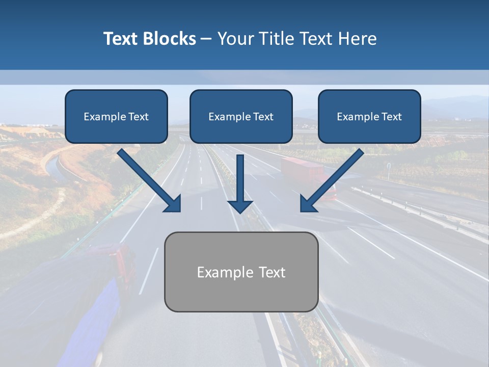 A Truck Driving Down A Highway Next To A Bridge PowerPoint Template