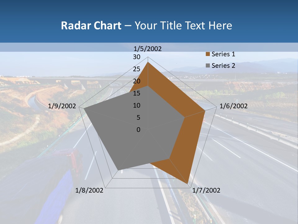 A Truck Driving Down A Highway Next To A Bridge PowerPoint Template