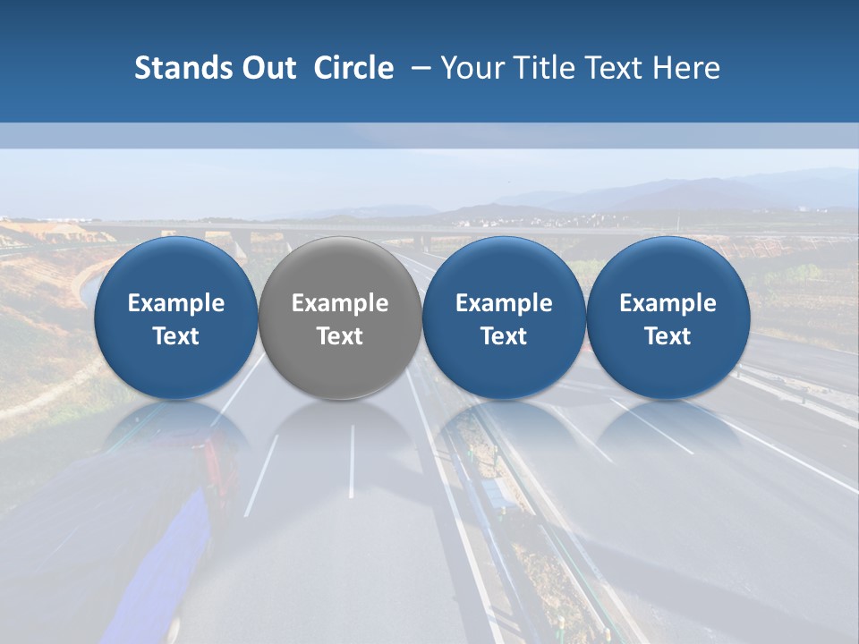 A Truck Driving Down A Highway Next To A Bridge PowerPoint Template