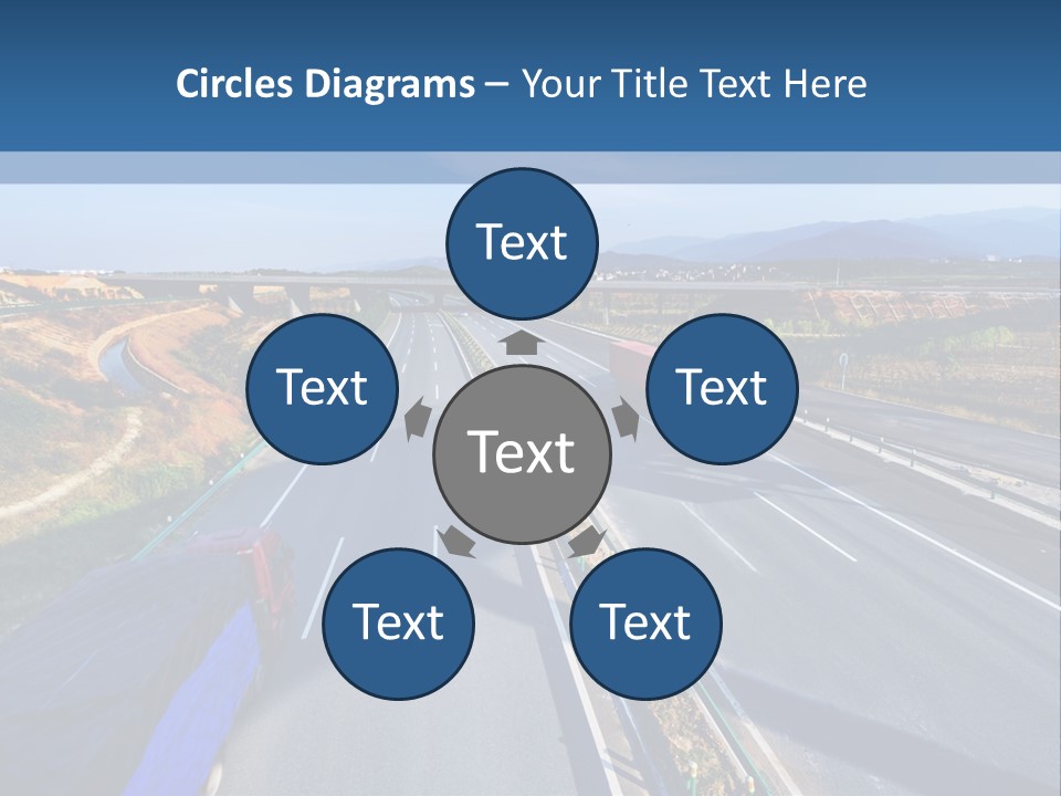 A Truck Driving Down A Highway Next To A Bridge PowerPoint Template