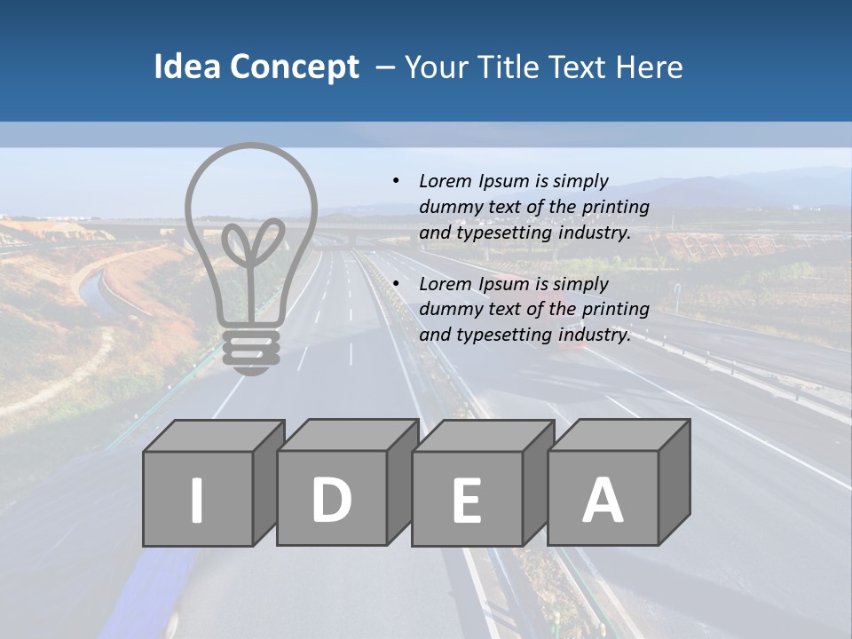 A Truck Driving Down A Highway Next To A Bridge PowerPoint Template