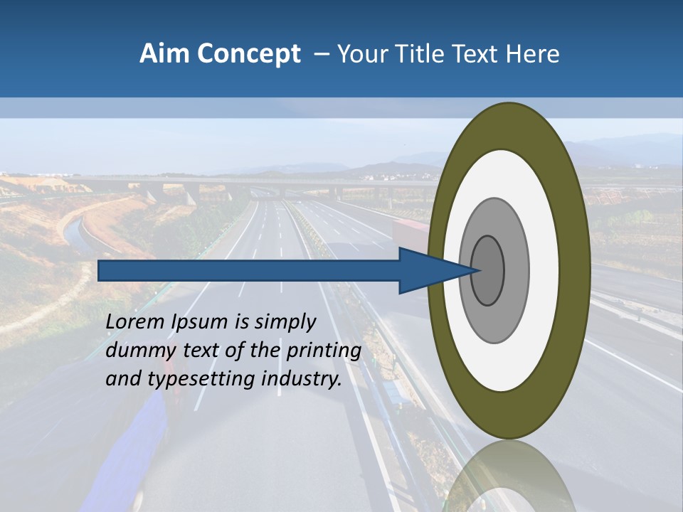 A Truck Driving Down A Highway Next To A Bridge PowerPoint Template