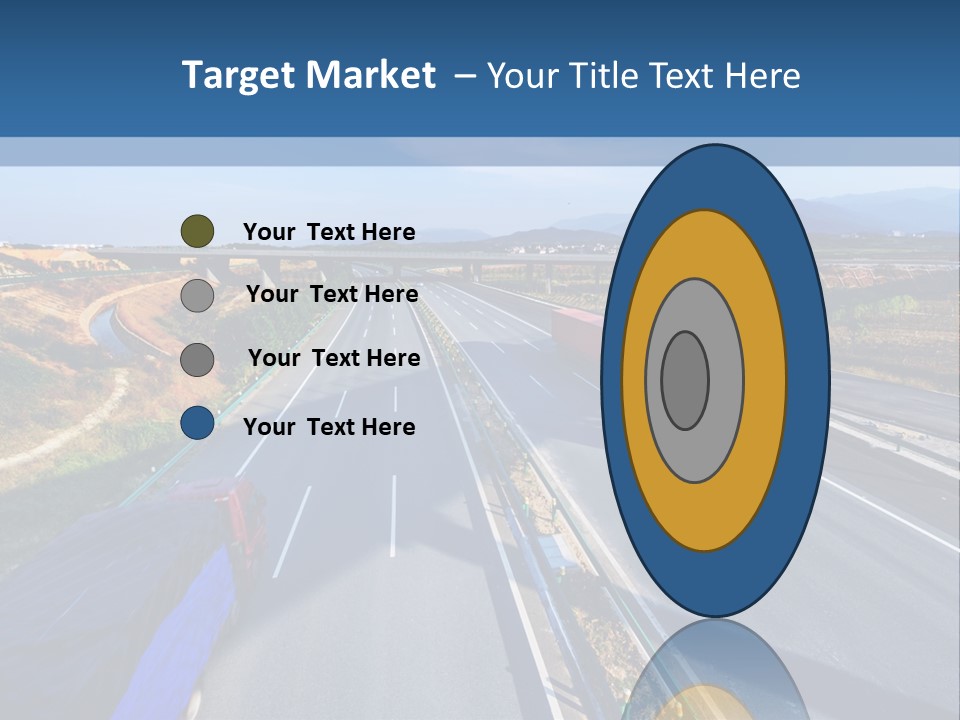 A Truck Driving Down A Highway Next To A Bridge PowerPoint Template