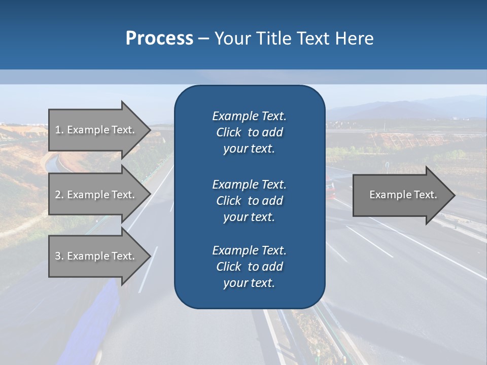 A Truck Driving Down A Highway Next To A Bridge PowerPoint Template
