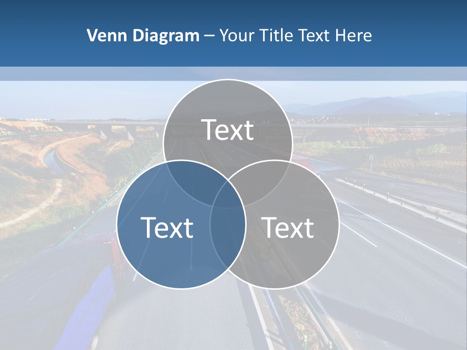 A Truck Driving Down A Highway Next To A Bridge PowerPoint Template