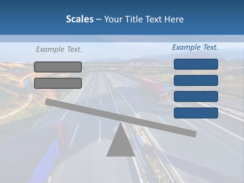 A Truck Driving Down A Highway Next To A Bridge PowerPoint Template
