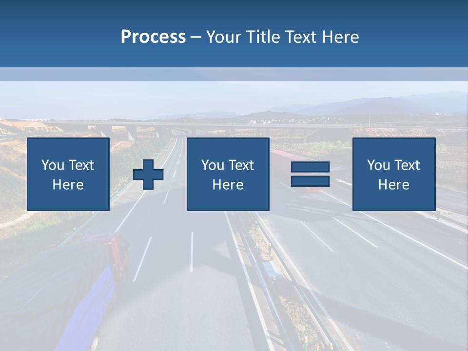 A Truck Driving Down A Highway Next To A Bridge PowerPoint Template