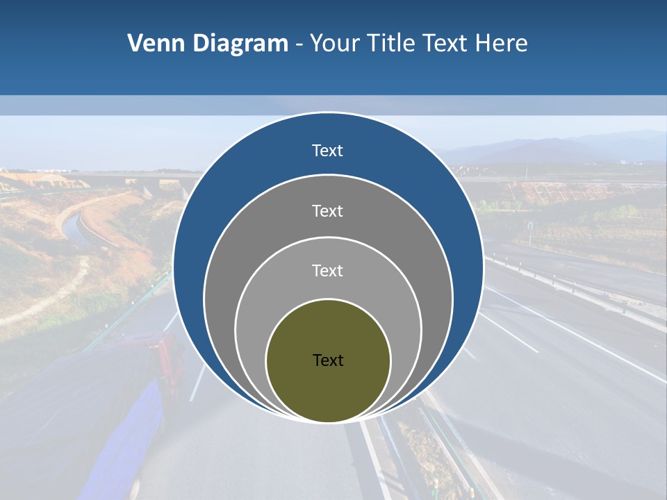 A Truck Driving Down A Highway Next To A Bridge PowerPoint Template