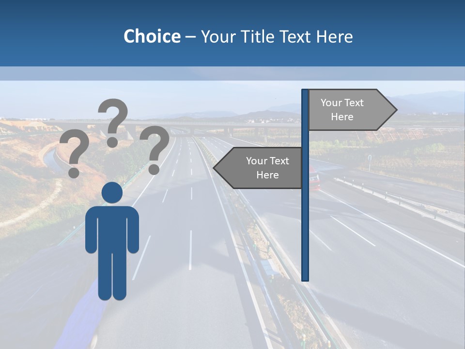 A Truck Driving Down A Highway Next To A Bridge PowerPoint Template
