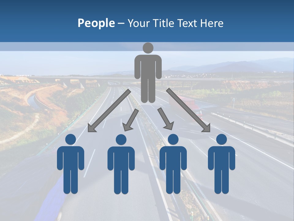 A Truck Driving Down A Highway Next To A Bridge PowerPoint Template