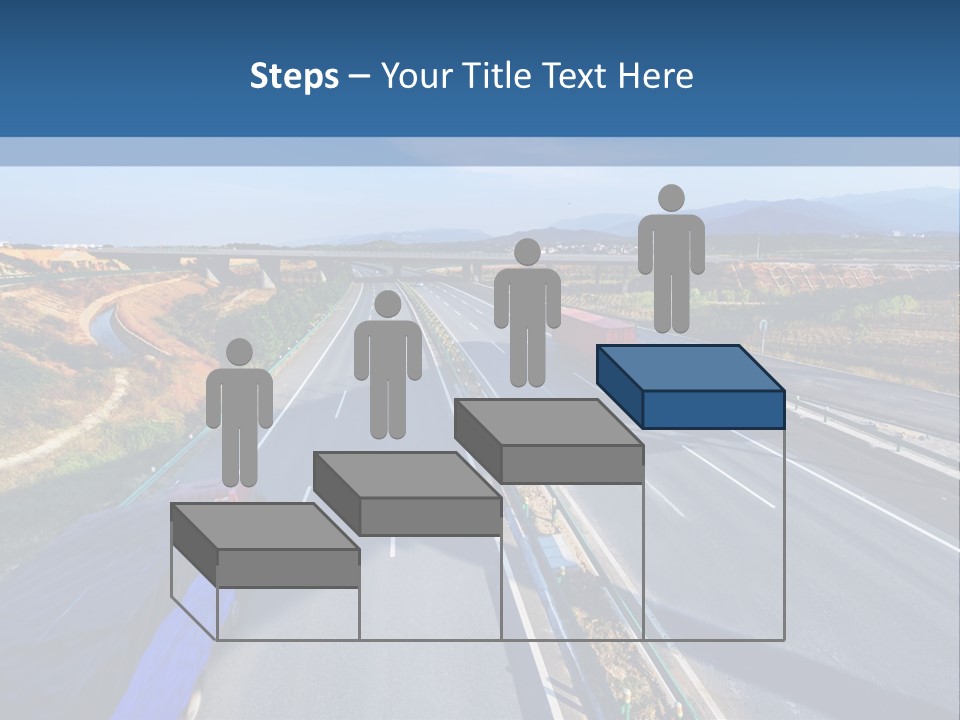 A Truck Driving Down A Highway Next To A Bridge PowerPoint Template