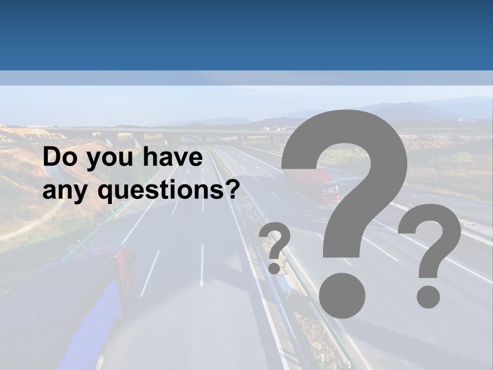 A Truck Driving Down A Highway Next To A Bridge PowerPoint Template