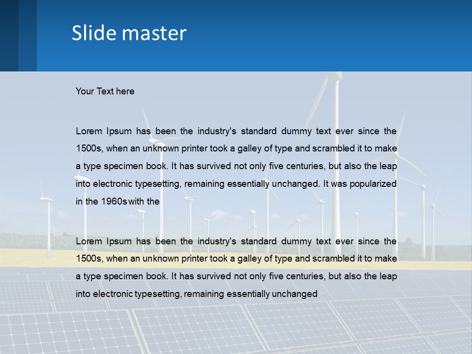 A Row Of Windmills With A Blue Sky In The Background PowerPoint Template