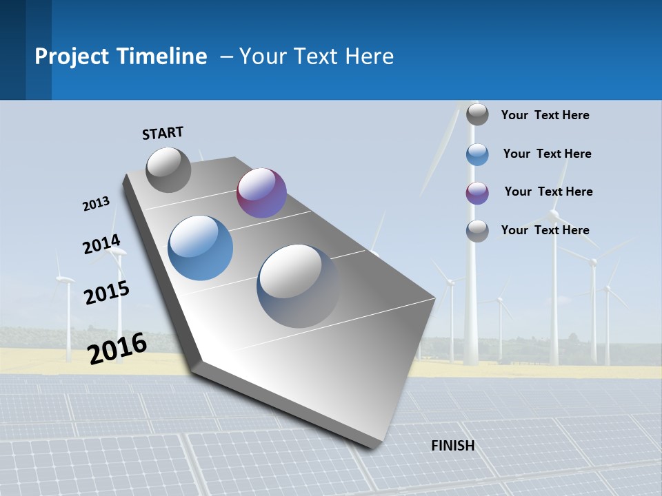 A Row Of Windmills With A Blue Sky In The Background PowerPoint Template