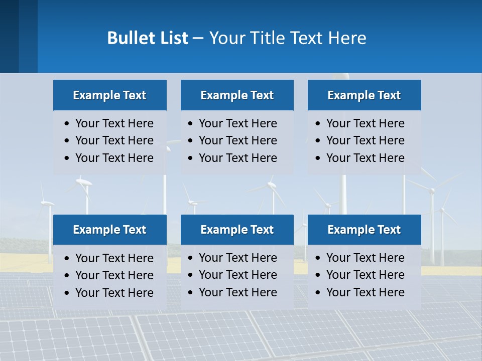 A Row Of Windmills With A Blue Sky In The Background PowerPoint Template