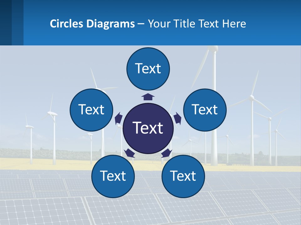 A Row Of Windmills With A Blue Sky In The Background PowerPoint Template
