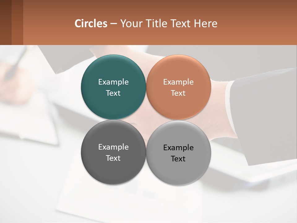 Two People Shaking Hands Over A Laptop Computer PowerPoint Template