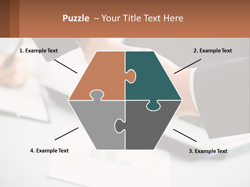 Two People Shaking Hands Over A Laptop Computer PowerPoint Template