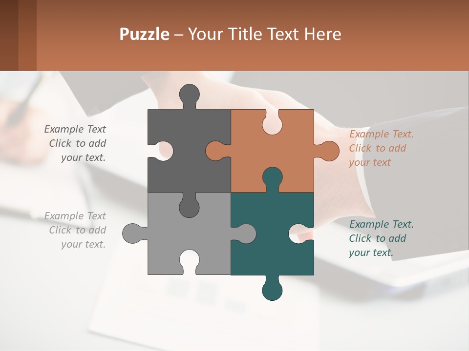 Two People Shaking Hands Over A Laptop Computer PowerPoint Template