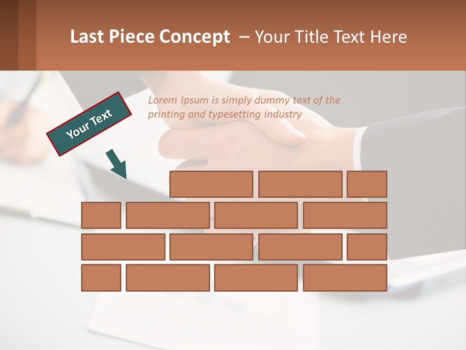 Two People Shaking Hands Over A Laptop Computer PowerPoint Template