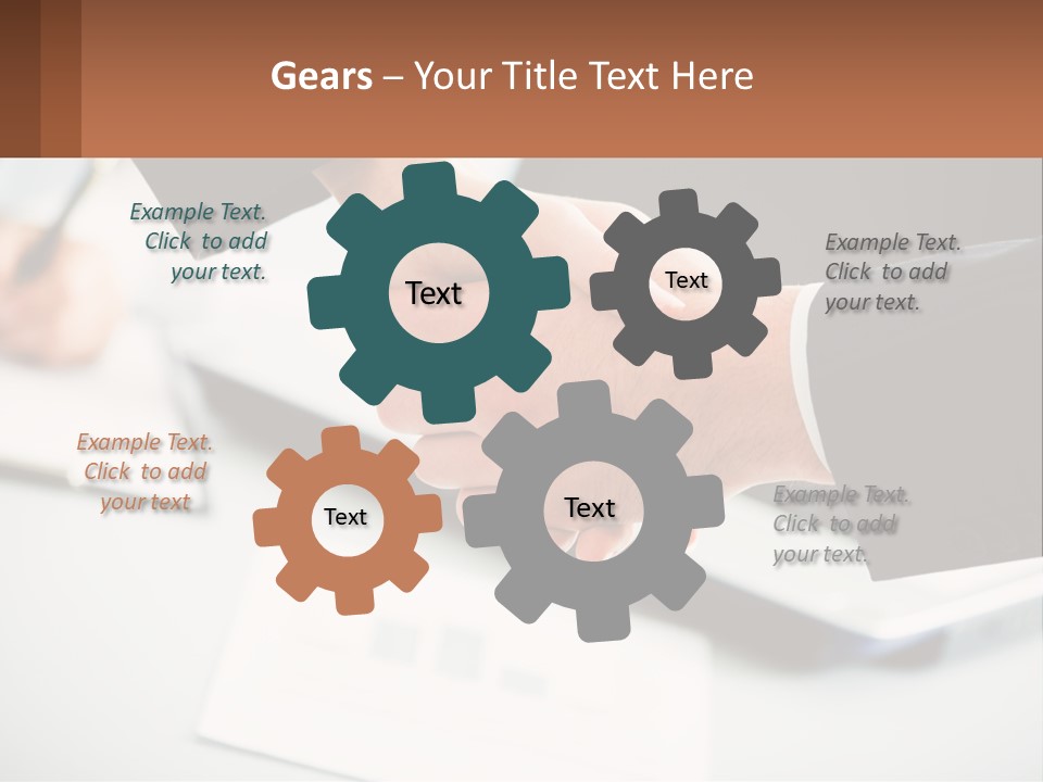 Two People Shaking Hands Over A Laptop Computer PowerPoint Template