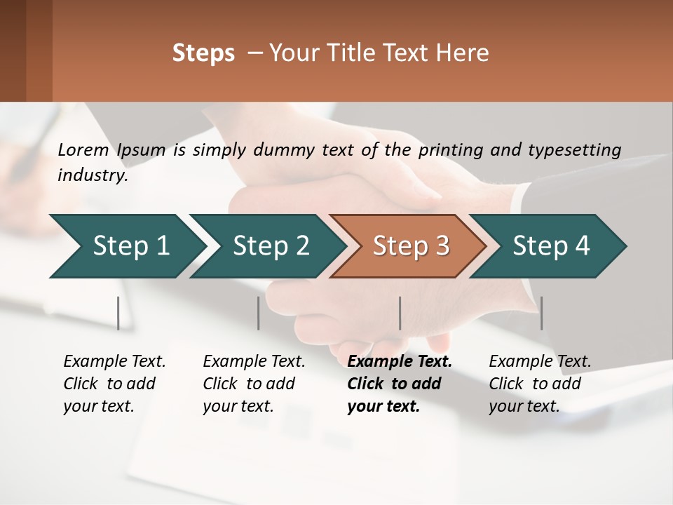 Two People Shaking Hands Over A Laptop Computer PowerPoint Template
