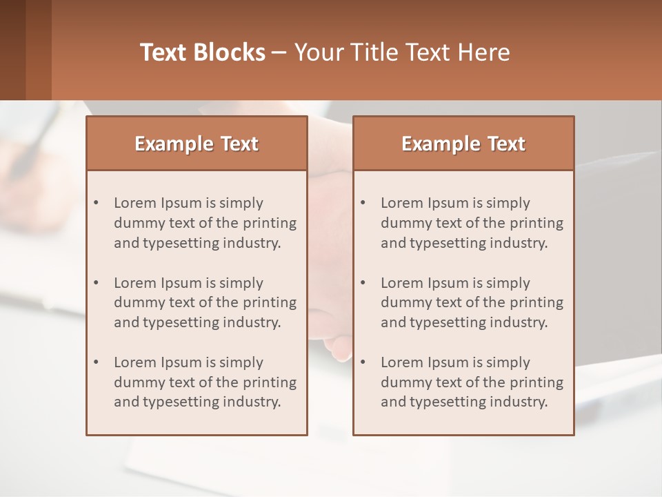 Two People Shaking Hands Over A Laptop Computer PowerPoint Template