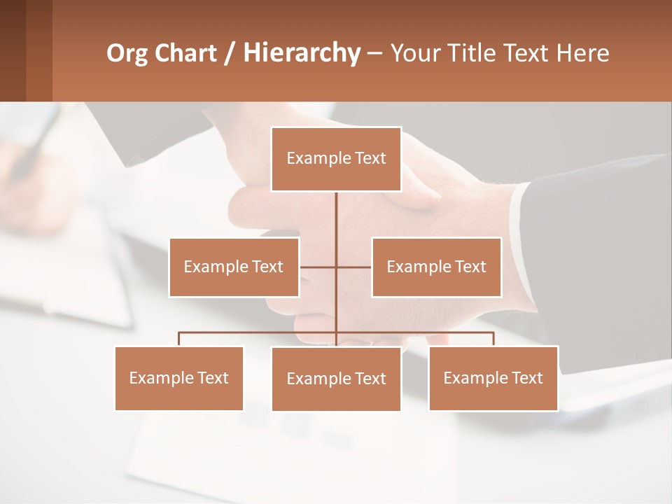 Two People Shaking Hands Over A Laptop Computer PowerPoint Template